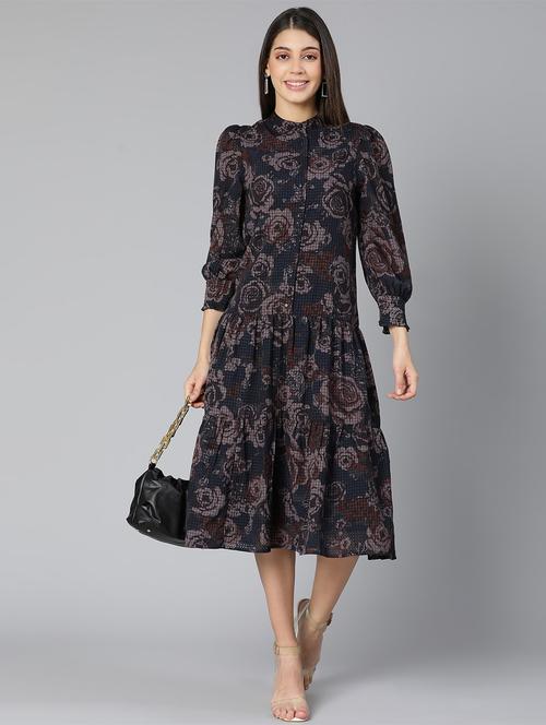 floral print fit & flare dress - 18471039 - Very Small Image - 1