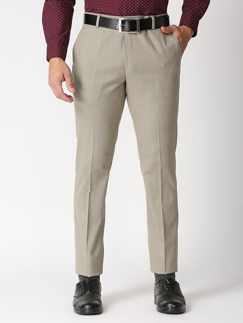 grey textured flat front formal trouser - 18480869 - Very Small Image - 1