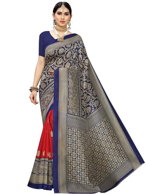 women's printed multi colored saree with blouse - 18488082 - Very Small Image - 1