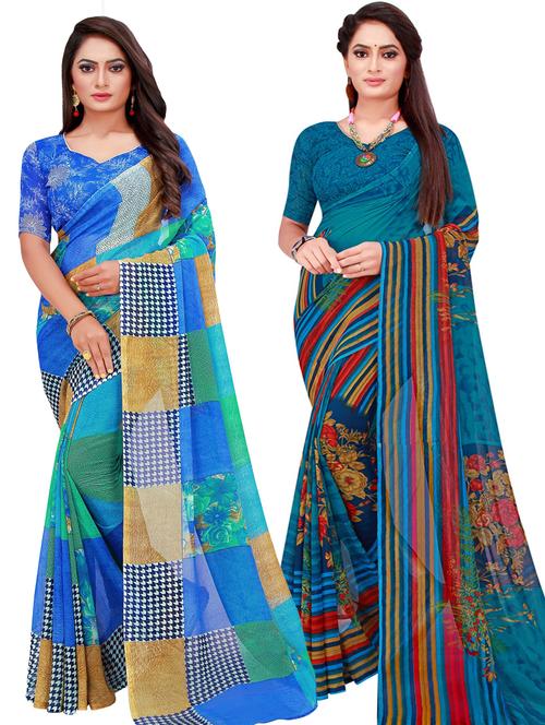 women's saree combo with blouse - 18500880 - Very Small Image - 1