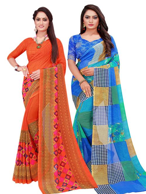 women's saree combo with blouse - 18501215 - Very Small Image - 1