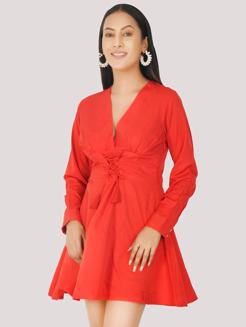 women's fit & flare solid dress - 18502416 - Very Small Image - 1