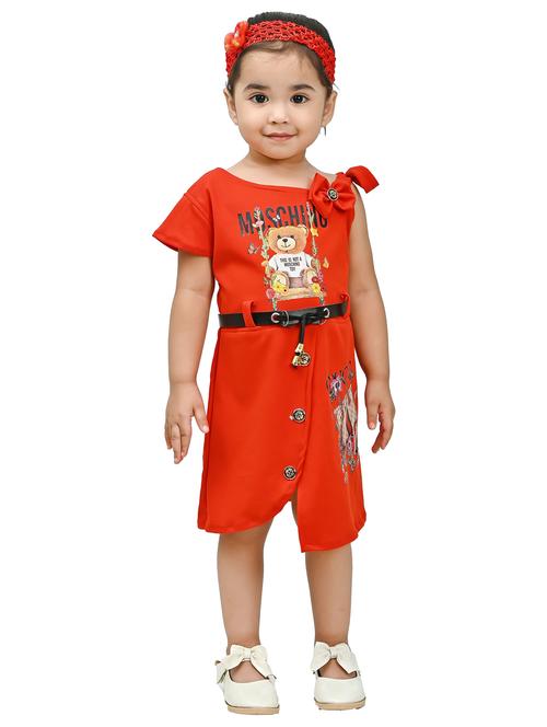 girls asymmetric neck short sleeves frock - 18591954 - Very Small Image - 1