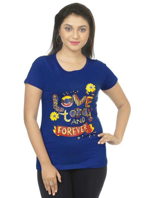 women's front print round neck t-shirt - 18594504 - Very Small Image - 1