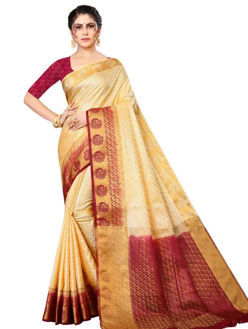 women's banarasi saree with blouse - 18613105 - Very Small Image - 1