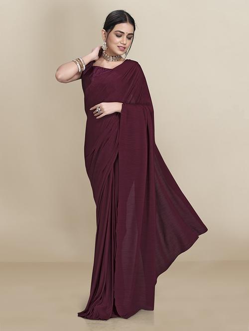 women's self design purple colored saree with blouse - 18642624 - Very Small Image - 1