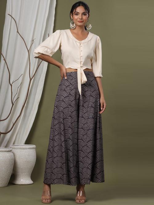 women grey rayon palazzo - 18699895 - Very Small Image - 1