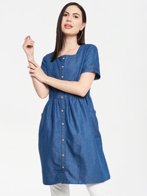 blue denim regular tunic - 18739010 - Very Small Image - 1