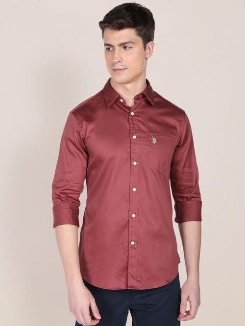 mens solid casual shirt - 18870259 - Very Small Image - 1