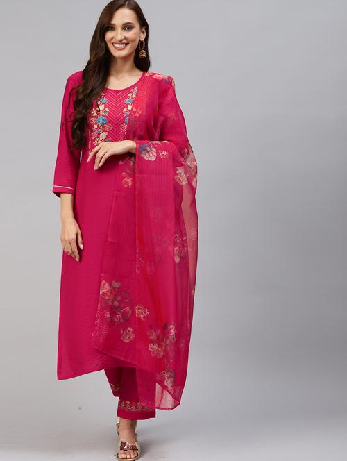 embroidered kurta set with dupatta - 18875416 - Very Small Image - 1