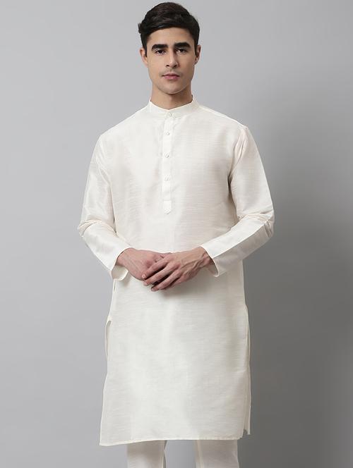 men's solid cotton long kurta - 19145922 - Very Small Image - 1