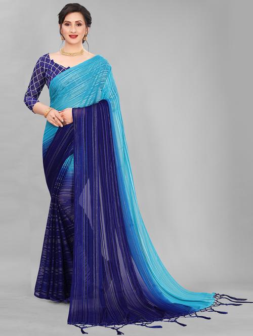 multi coloured printed saree with blouse - 19177231 - Very Small Image - 1