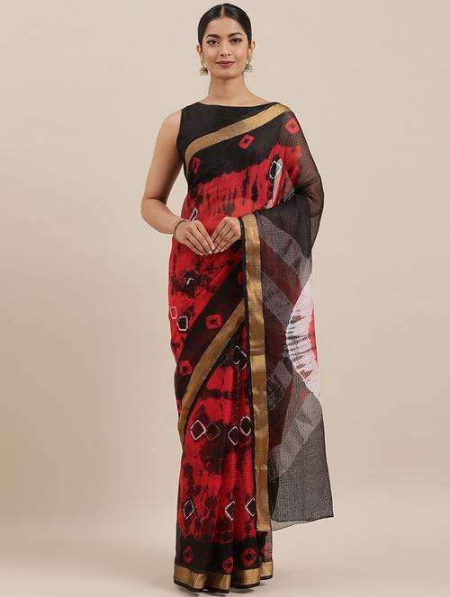 women's bandhani black colored saree with blouse - 19179158 - Very Small Image - 1