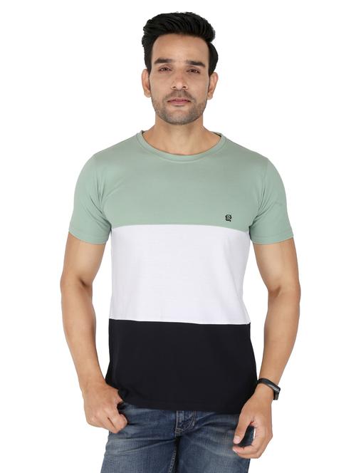 crew neck color block t-shirt - 19222191 - Very Small Image - 1