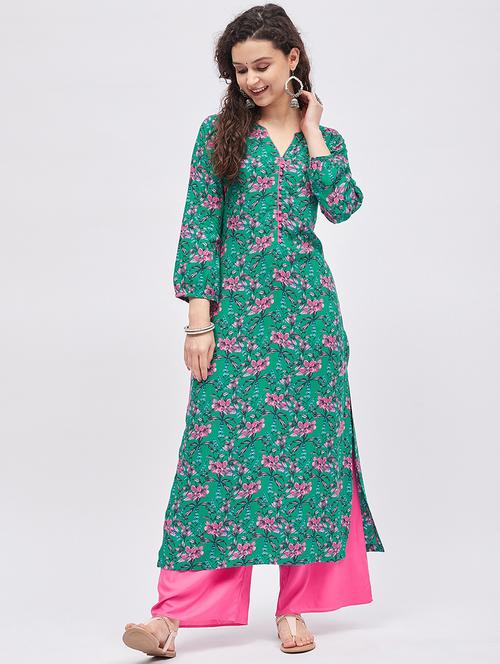 printed kurta palazzo set - 19337015 - Very Small Image - 1