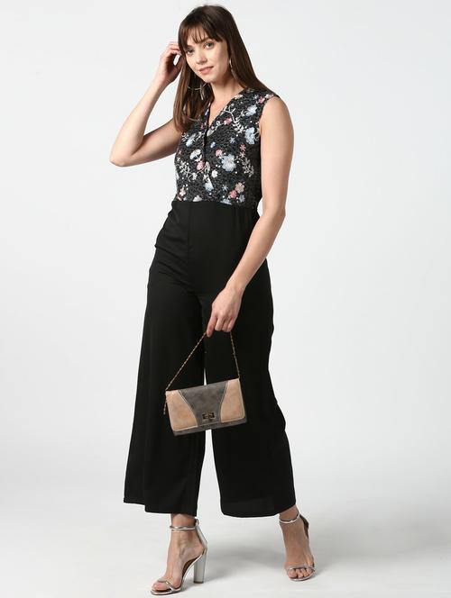 black printed full leg jumpsuit - 19371590 - Very Small Image - 1