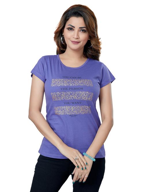 women's front print round neck t-shirt - 19383195 - Very Small Image - 1