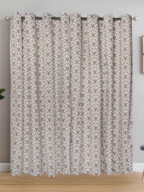 r home printed cotton door curtain, heavy cotton,rust free eyelets, 3.6 feet x 7 feet. festive gold print collection - 19407725 - Very Small Image - 1
