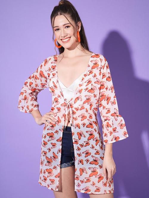 florals prints georgette regular shrug - 19435961 - Very Small Image - 1