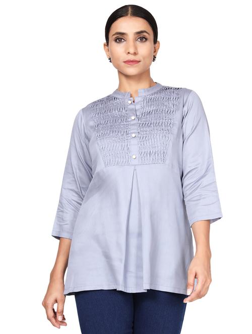 mandarin collar a-line tunic - 19475221 - Very Small Image - 1