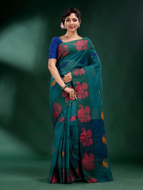 women's paisley blue colored saree with blouse - 19497749 - Very Small Image - 1