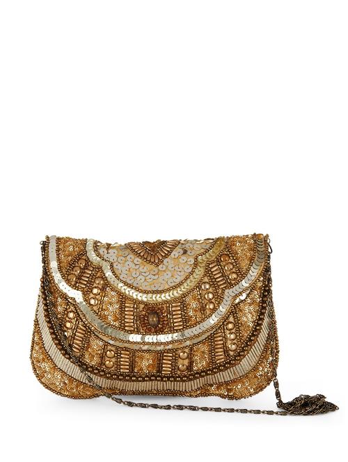 golden embroidered clutch - 19559 - Very Small Image - 1