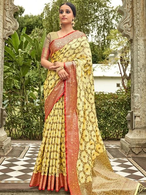self design banarasi saree with blouse - 19561403 - Very Small Image - 1