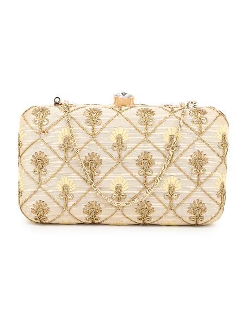 gold faux silk box clutch - 19567059 - Very Small Image - 1