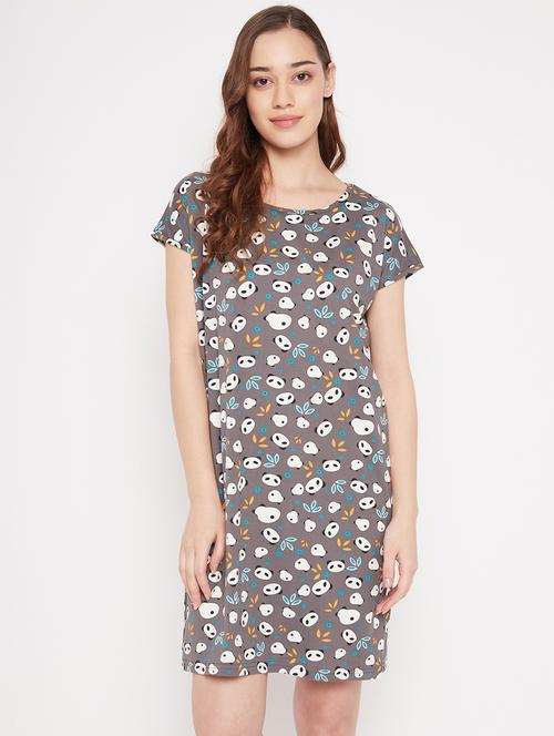 grey round neck printed sleepshirt - 19586793 - Very Small Image - 1