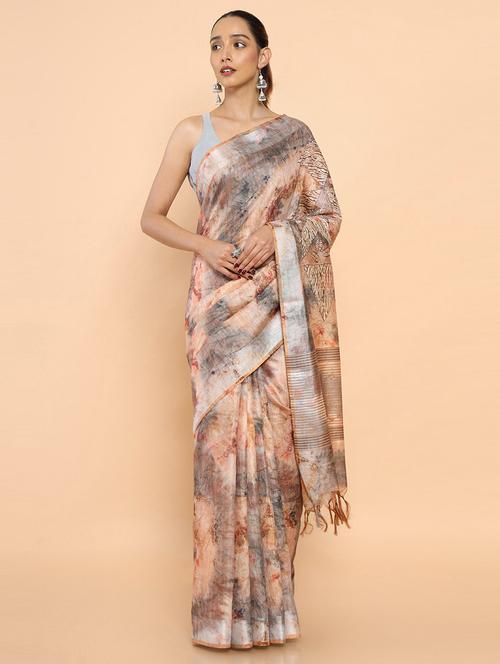 women's abstract multi colored saree with blouse - 19659339 - Very Small Image - 1