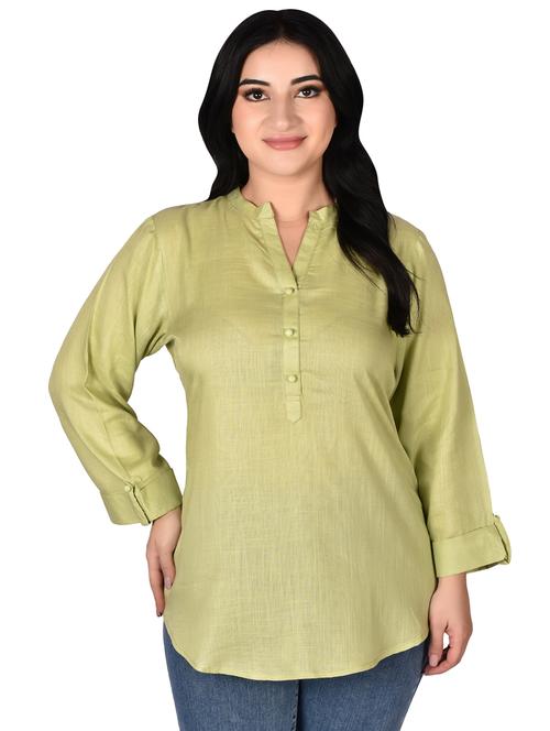 women's straight mandarin neck top - 19660236 - Very Small Image - 1