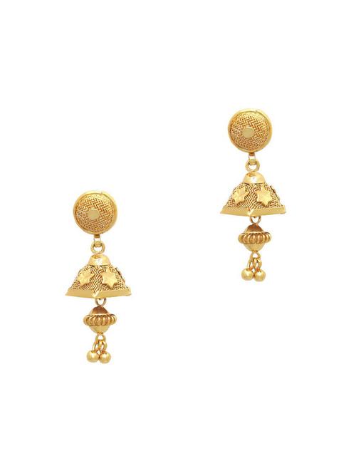 gold brass jhumka earring - 19666963 - Very Small Image - 1