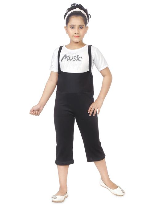 girls round neck printed dungree - 19765781 - Very Small Image - 1