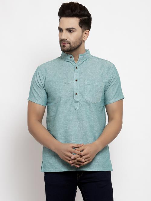 men solid mandarin neck short kurta - 19814497 - Very Small Image - 1