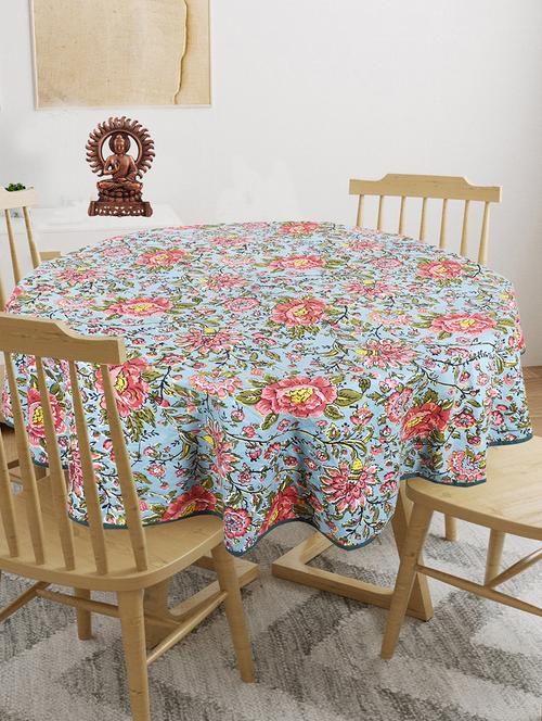 texstylers floral cotton 4 to 6 seater 56 inch round dining table cloth - 19865724 - Very Small Image - 1