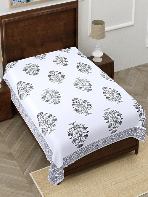 texstylers pure cotton white base floral 60x90 inches single bedsheet - 19866710 - Very Small Image - 1