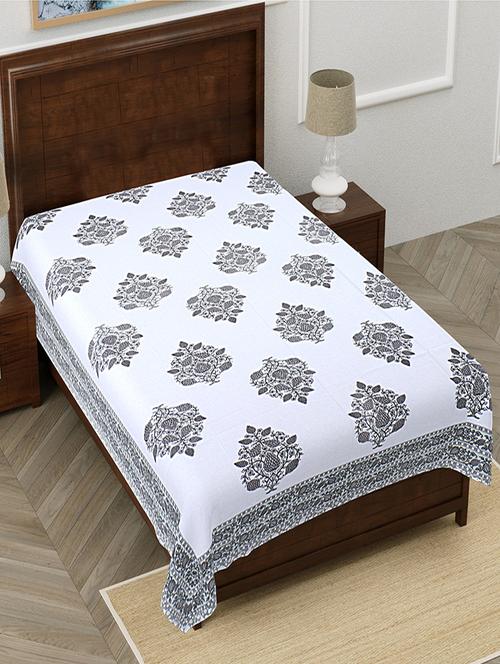 texstylers pure cotton white base floral 60x90 inches single bedsheet - 19866716 - Very Small Image - 1