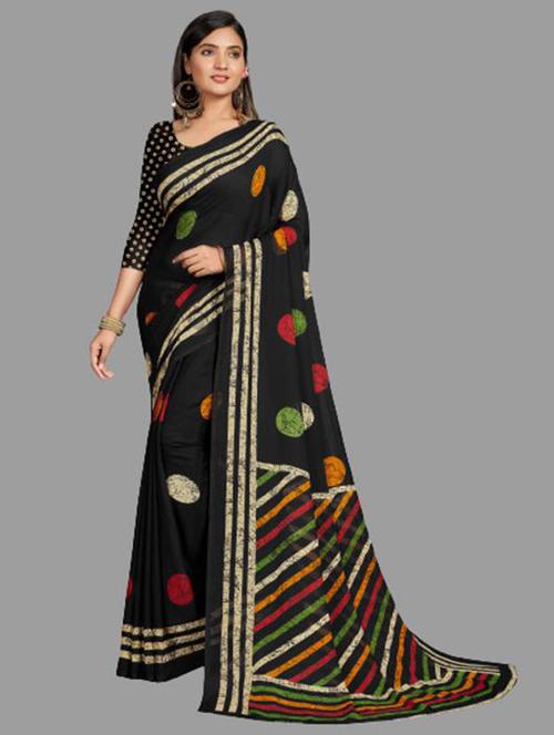 self design printed saree with blouse - 19882595 - Very Small Image - 1