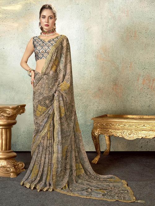 women's floral multi colored saree with blouse - 19882908 - Very Small Image - 1