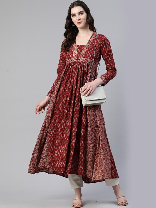 printed anarkali kurta - 19943454 - Very Small Image - 1