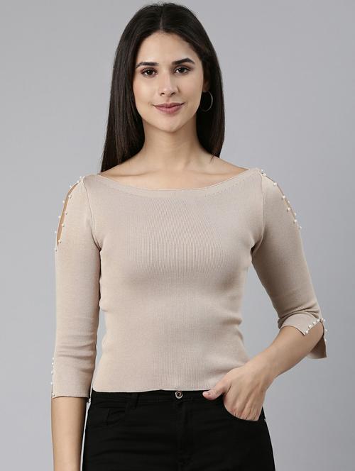 women's straight boat neck top - 19948505 - Very Small Image - 1