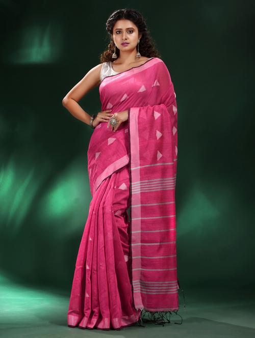 women's self design pink colored saree with blouse - 19993494 - Very Small Image - 1