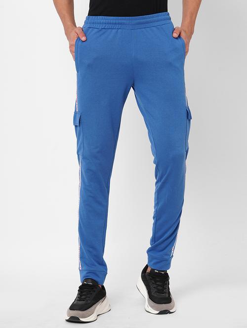 blue cotton blend joggers track pant - 20012013 - Very Small Image - 1