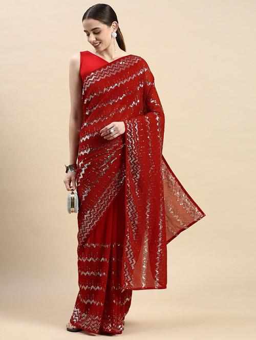 women's embellished saree with blouse - 20098635 - Very Small Image - 1