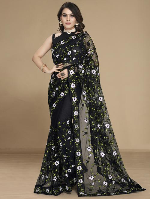 women's embroidered saree with blouse - 20098663 - Very Small Image - 1