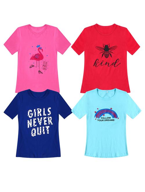 girls pack of 4 printed tees - 20100671 - Very Small Image - 1