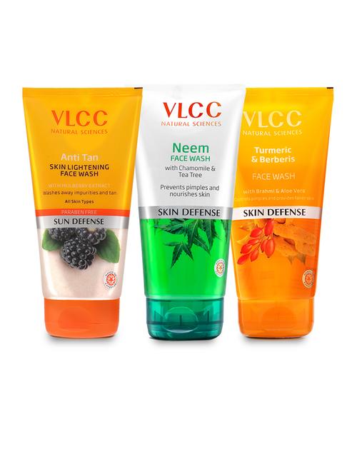 vlcc anti tan skin lightening & neem & turmeric & berberis face wash -150 ml (pack of 3) - 20120972 - Very Small Image - 1