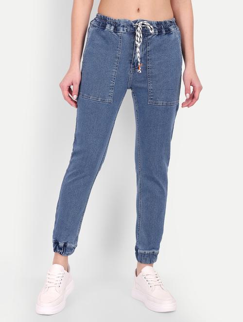 women blue plain jogger fit jeans - 20131633 - Very Small Image - 1