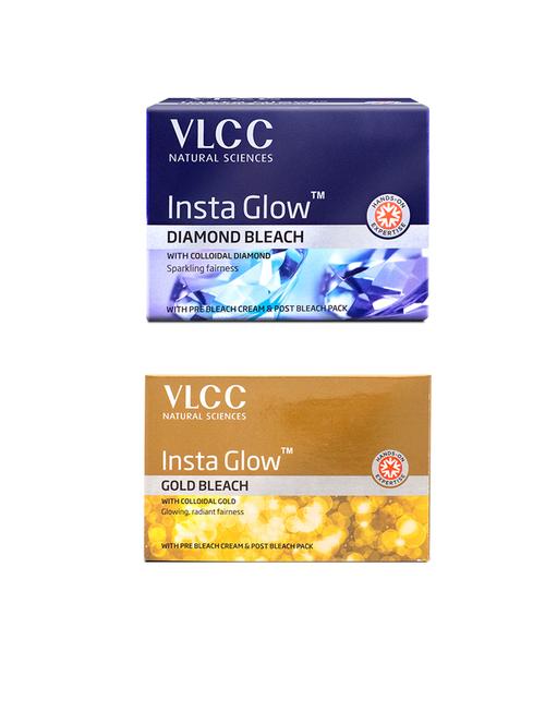 vlcc insta glow diamond bleach & insta glow gold bleach -402 g (packof 2) - 20132213 - Very Small Image - 1