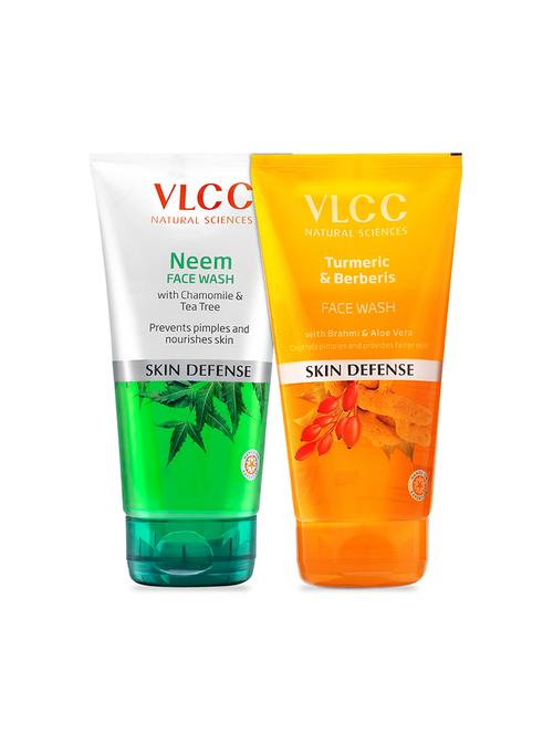 vlcc combo kit of neem & turmeric + berberis face wash -150 ml (pack of 2) - 20132600 - Very Small Image - 1